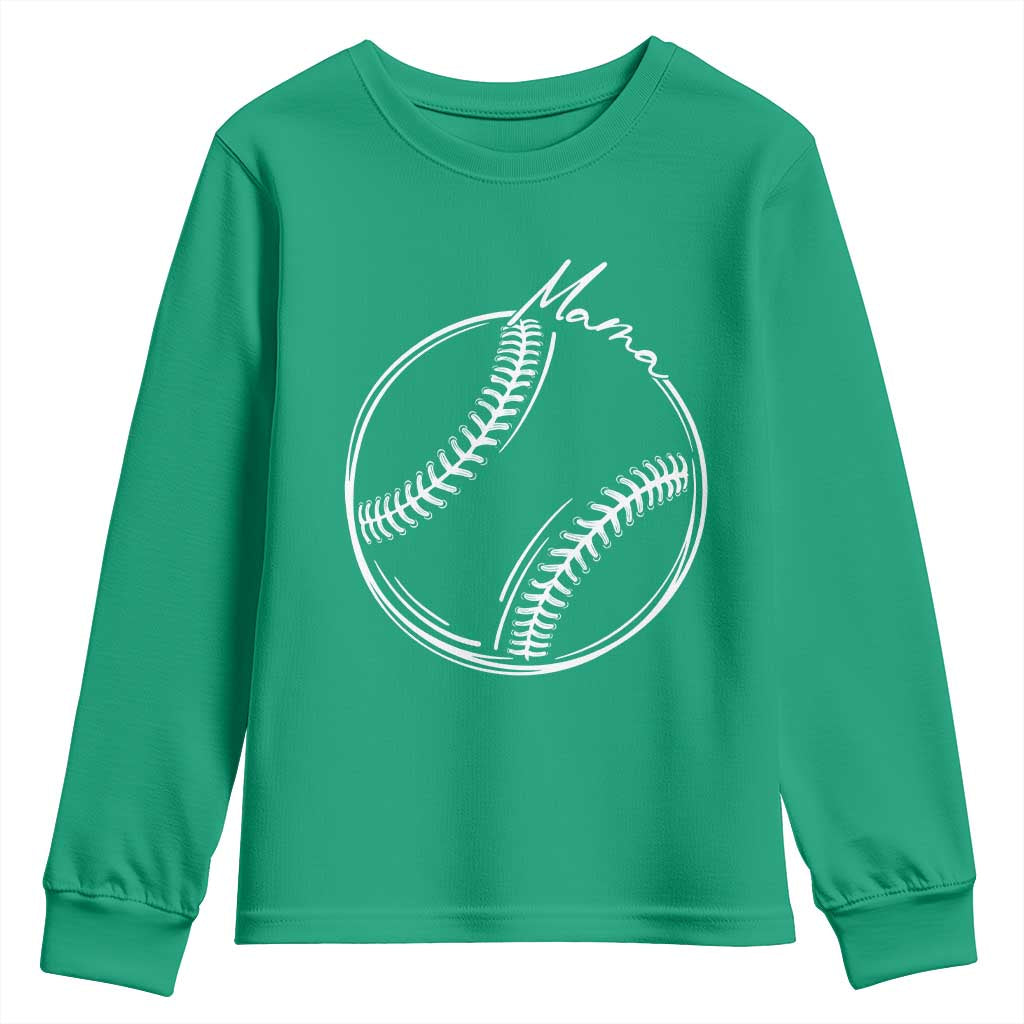 Baseball Mama Graphic Youth Sweatshirt Game Day Gift For Baseball Moms