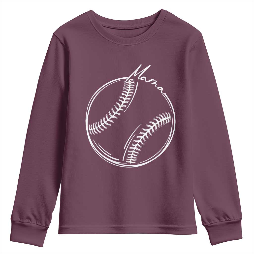 Baseball Mama Graphic Youth Sweatshirt Game Day Gift For Baseball Moms