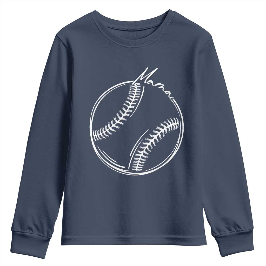 Baseball Mama Graphic Youth Sweatshirt Game Day Gift For Baseball Moms