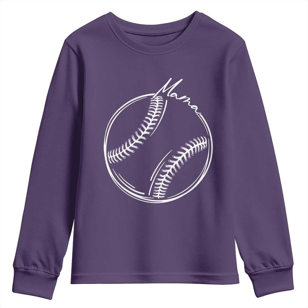Baseball Mama Graphic Youth Sweatshirt Game Day Gift For Baseball Moms