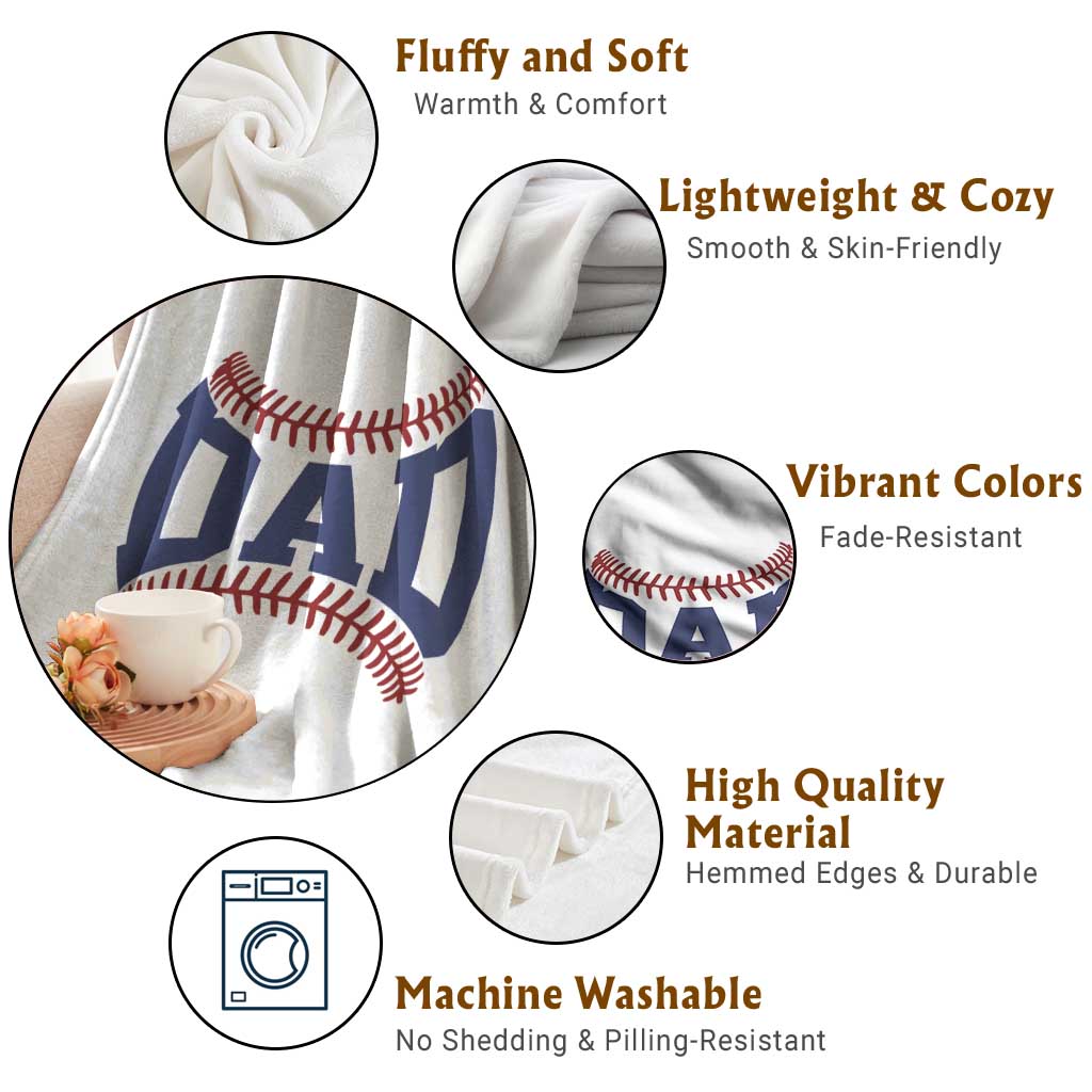 Proud Baseball Dad Throw Blanket Game Day Gift For Him