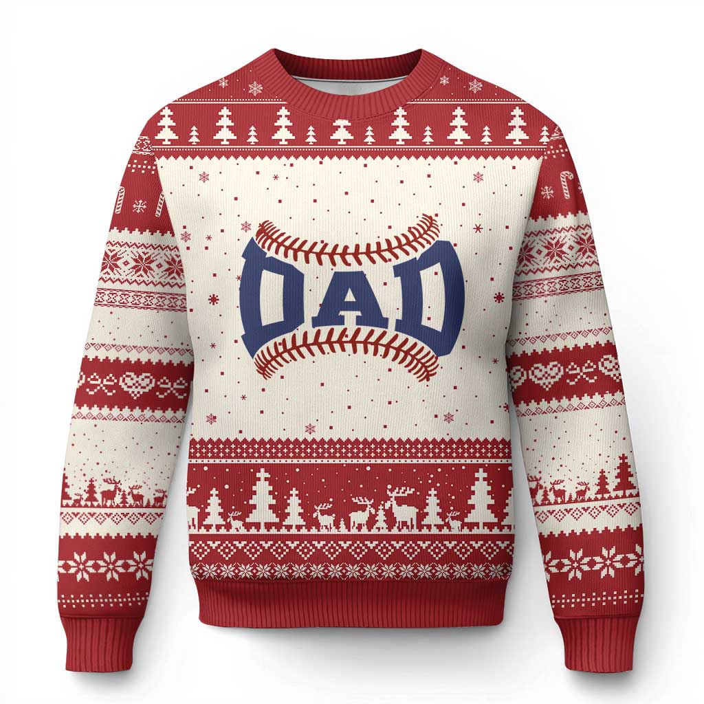 Proud Baseball Dad Ugly Christmas Sweater Game Day Gift For Him