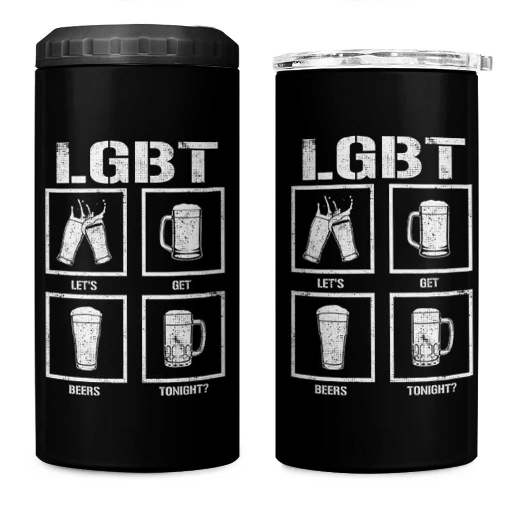 LGBT Let's Get Beers Tonight 4 in 1 Can Cooler Tumbler Funny Beer Drinking
