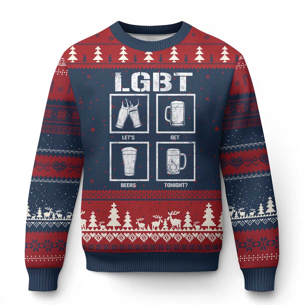 LGBT Let's Get Beers Tonight Ugly Christmas Sweater Funny Beer Drinking