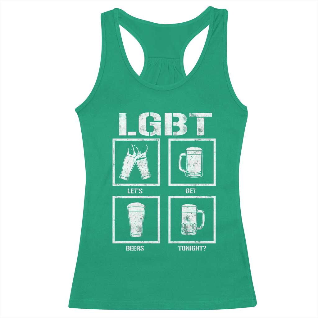 LGBT Let's Get Beers Tonight Racerback Tank Top Funny Beer Drinking