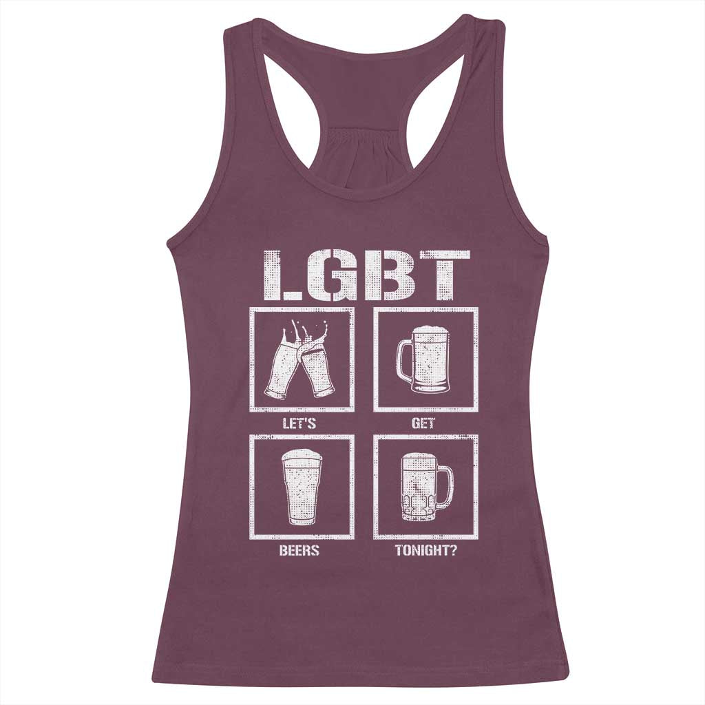 LGBT Let's Get Beers Tonight Racerback Tank Top Funny Beer Drinking