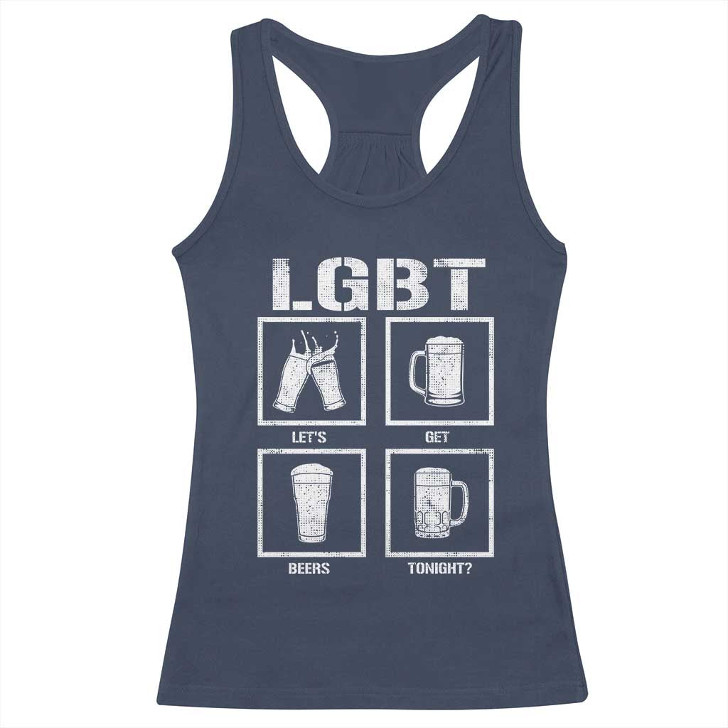 LGBT Let's Get Beers Tonight Racerback Tank Top Funny Beer Drinking