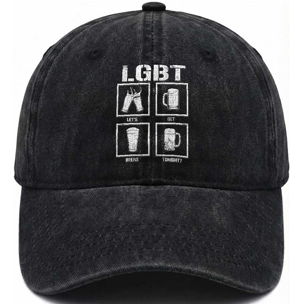 LGBT Let's Get Beers Tonight Washed Cotton Baseball Cap Funny Beer Drinking