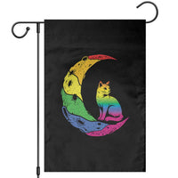 Rainbow Moon Cat Pride Garden Flag LGBT Feline Graphic