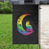 Rainbow Moon Cat Pride Garden Flag LGBT Feline Graphic