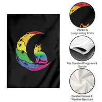 Rainbow Moon Cat Pride Garden Flag LGBT Feline Graphic