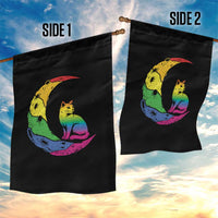 Rainbow Moon Cat Pride Garden Flag LGBT Feline Graphic