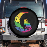 Rainbow Moon Cat Pride Spare Tire Cover LGBT Feline Graphic