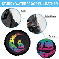 Rainbow Moon Cat Pride Spare Tire Cover LGBT Feline Graphic