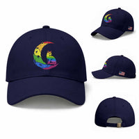 Rainbow Moon Cat Pride Baseball Cap LGBT Feline Graphic