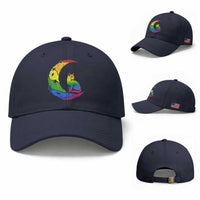 Rainbow Moon Cat Pride Baseball Cap LGBT Feline Graphic
