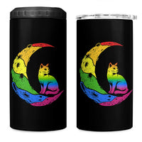 Rainbow Moon Cat Pride 4 in 1 Can Cooler Tumbler LGBT Feline Graphic