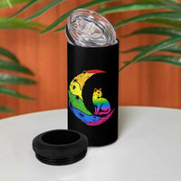 Rainbow Moon Cat Pride 4 in 1 Can Cooler Tumbler LGBT Feline Graphic