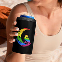 Rainbow Moon Cat Pride 4 in 1 Can Cooler Tumbler LGBT Feline Graphic