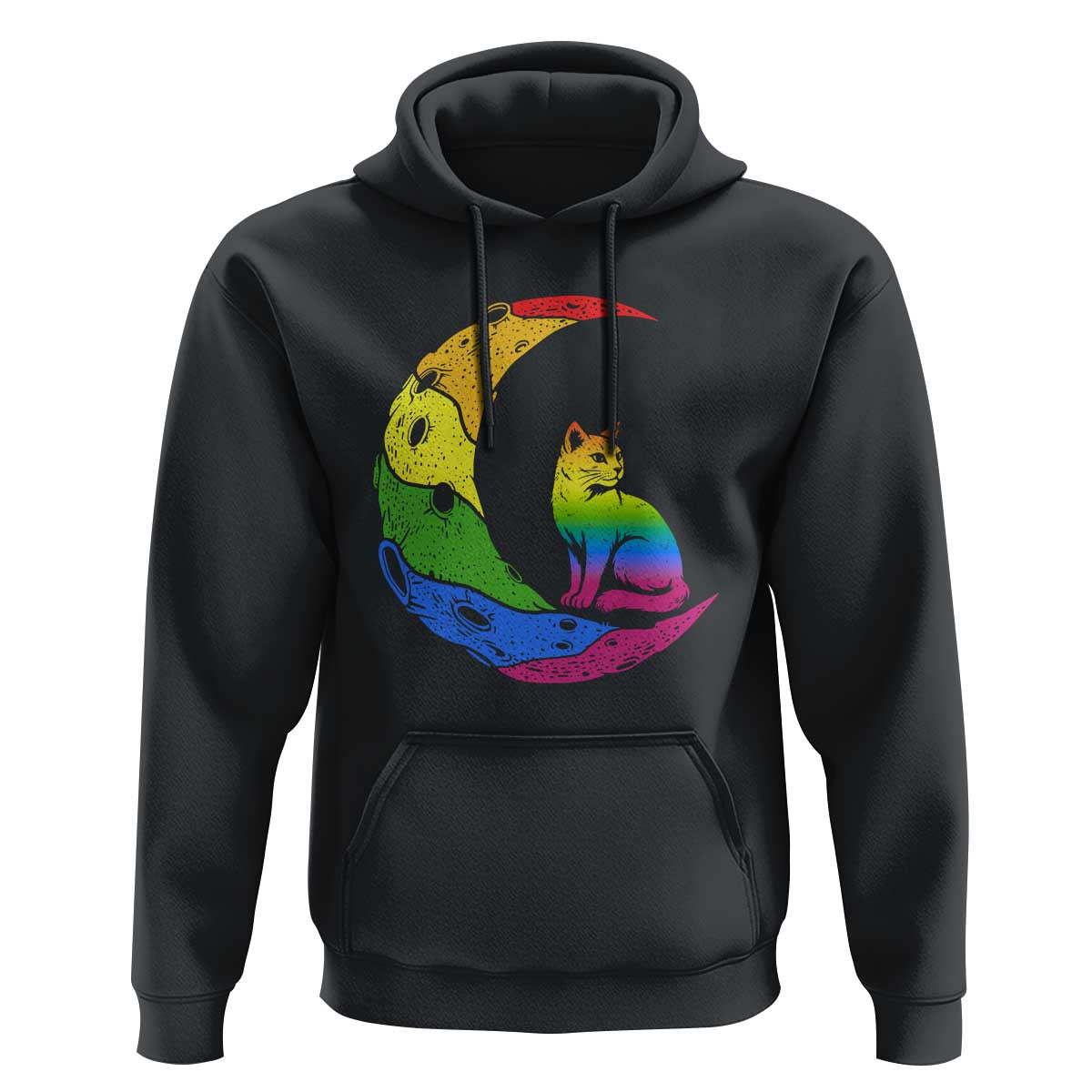 Rainbow Moon Cat Pride Hoodie LGBT Feline Graphic