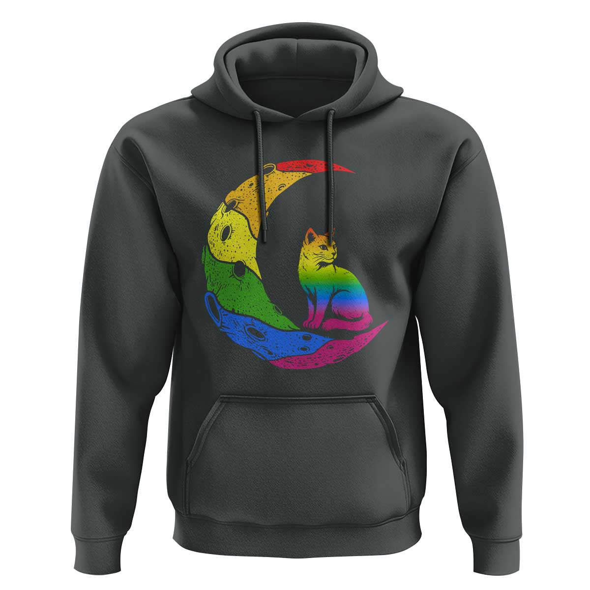 Rainbow Moon Cat Pride Hoodie LGBT Feline Graphic