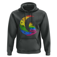Rainbow Moon Cat Pride Hoodie LGBT Feline Graphic