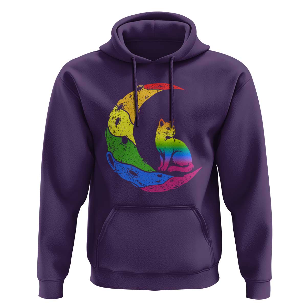 Rainbow Moon Cat Pride Hoodie LGBT Feline Graphic