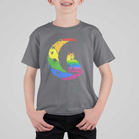 Rainbow Moon Cat Pride T Shirt For Kid LGBT Feline Graphic