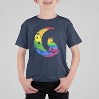Rainbow Moon Cat Pride T Shirt For Kid LGBT Feline Graphic