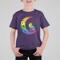 Rainbow Moon Cat Pride T Shirt For Kid LGBT Feline Graphic