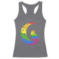Rainbow Moon Cat Pride Racerback Tank Top LGBT Feline Graphic