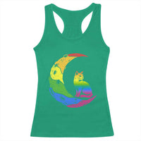 Rainbow Moon Cat Pride Racerback Tank Top LGBT Feline Graphic