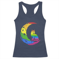 Rainbow Moon Cat Pride Racerback Tank Top LGBT Feline Graphic