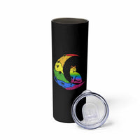 Rainbow Moon Cat Pride Skinny Tumbler LGBT Feline Graphic