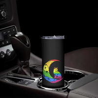 Rainbow Moon Cat Pride Skinny Tumbler LGBT Feline Graphic