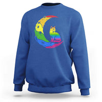 Rainbow Moon Cat Pride Sweatshirt LGBT Feline Graphic