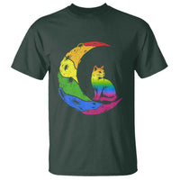 Rainbow Moon Cat Pride T Shirt LGBT Feline Graphic