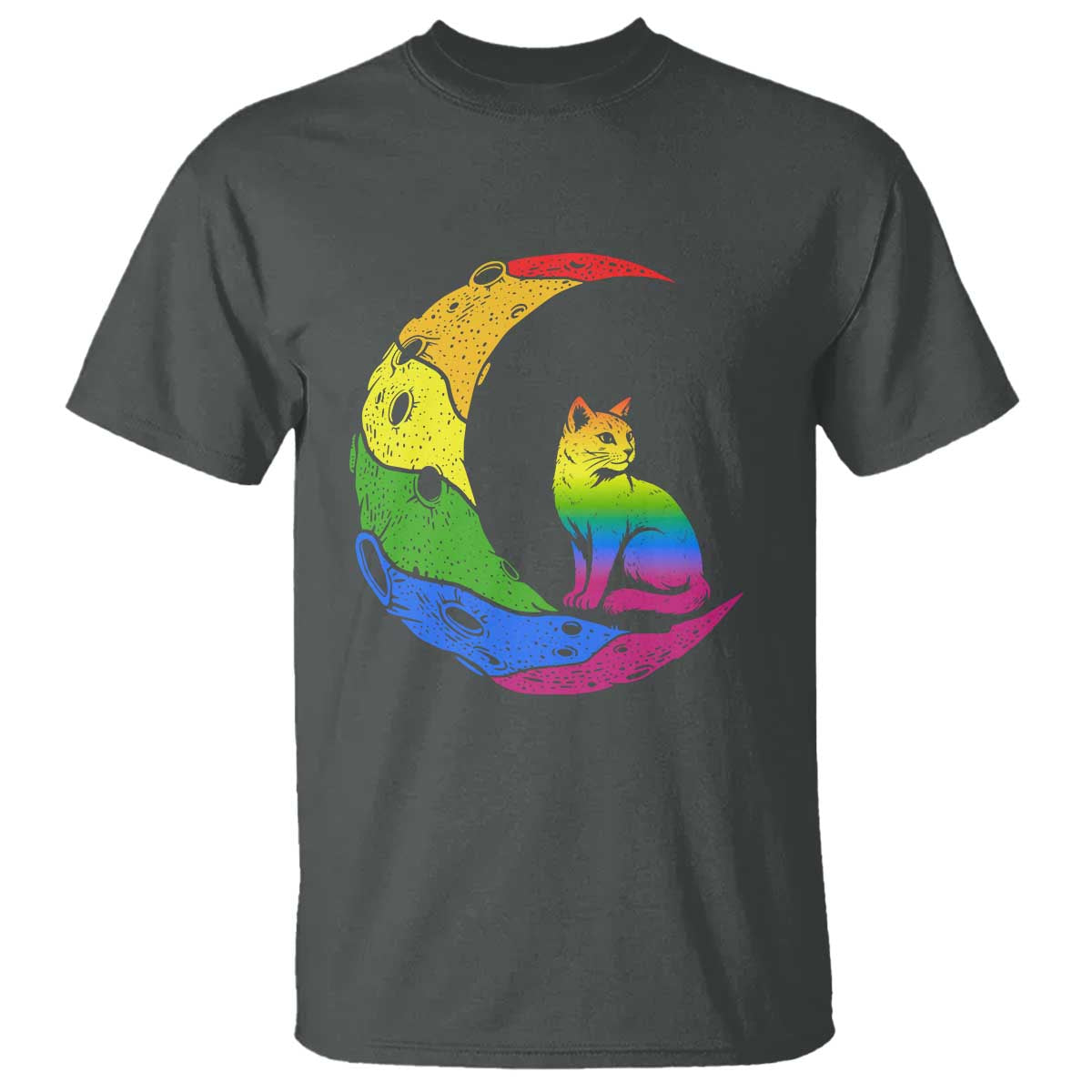 Rainbow Moon Cat Pride T Shirt LGBT Feline Graphic