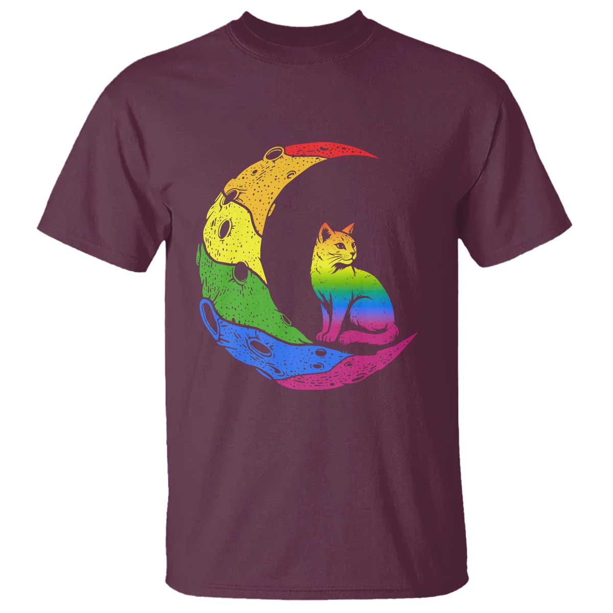 Rainbow Moon Cat Pride T Shirt LGBT Feline Graphic