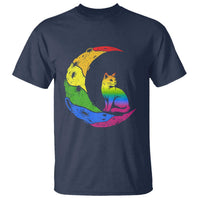 Rainbow Moon Cat Pride T Shirt LGBT Feline Graphic