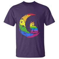 Rainbow Moon Cat Pride T Shirt LGBT Feline Graphic