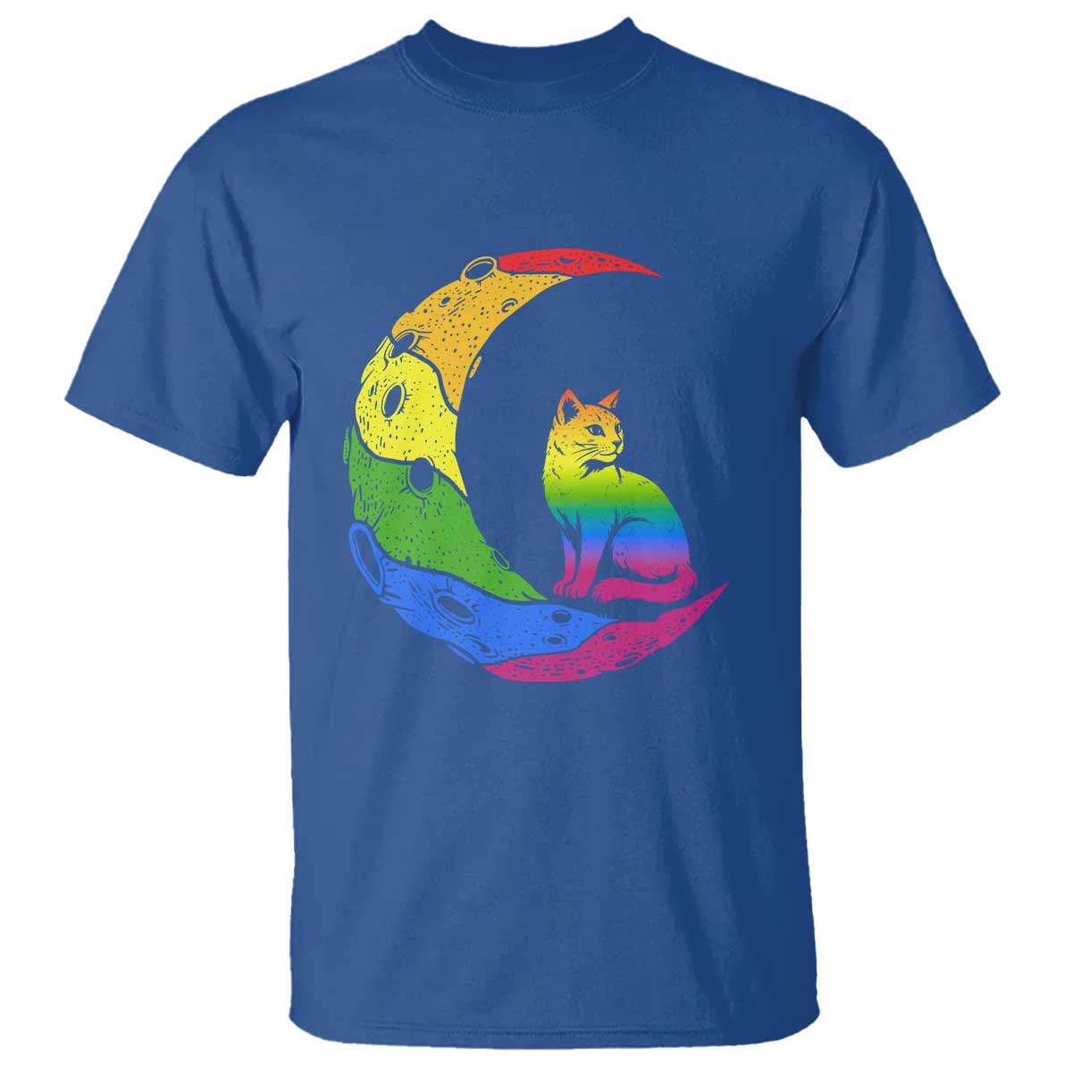 Rainbow Moon Cat Pride T Shirt LGBT Feline Graphic