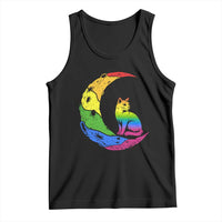 Rainbow Moon Cat Pride Tank Top LGBT Feline Graphic