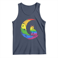 Rainbow Moon Cat Pride Tank Top LGBT Feline Graphic