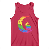 Rainbow Moon Cat Pride Tank Top LGBT Feline Graphic
