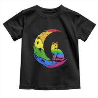 Rainbow Moon Cat Pride Toddler T Shirt LGBT Feline Graphic