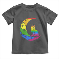 Rainbow Moon Cat Pride Toddler T Shirt LGBT Feline Graphic