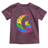 Rainbow Moon Cat Pride Toddler T Shirt LGBT Feline Graphic