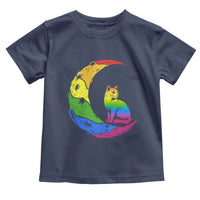 Rainbow Moon Cat Pride Toddler T Shirt LGBT Feline Graphic