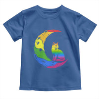 Rainbow Moon Cat Pride Toddler T Shirt LGBT Feline Graphic